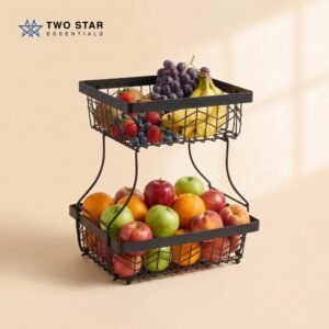 2-Tier Fruit & Vegetable Basket – Countertop Storage Stand for Kitchen by Two Star Essentials